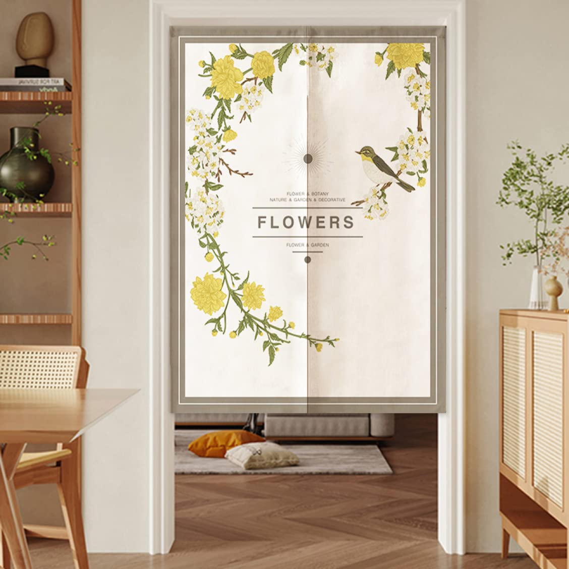 Amazon｜NASFH のれん 暖簾 花 柄 目隠し 田園風 間仕切り カーテン