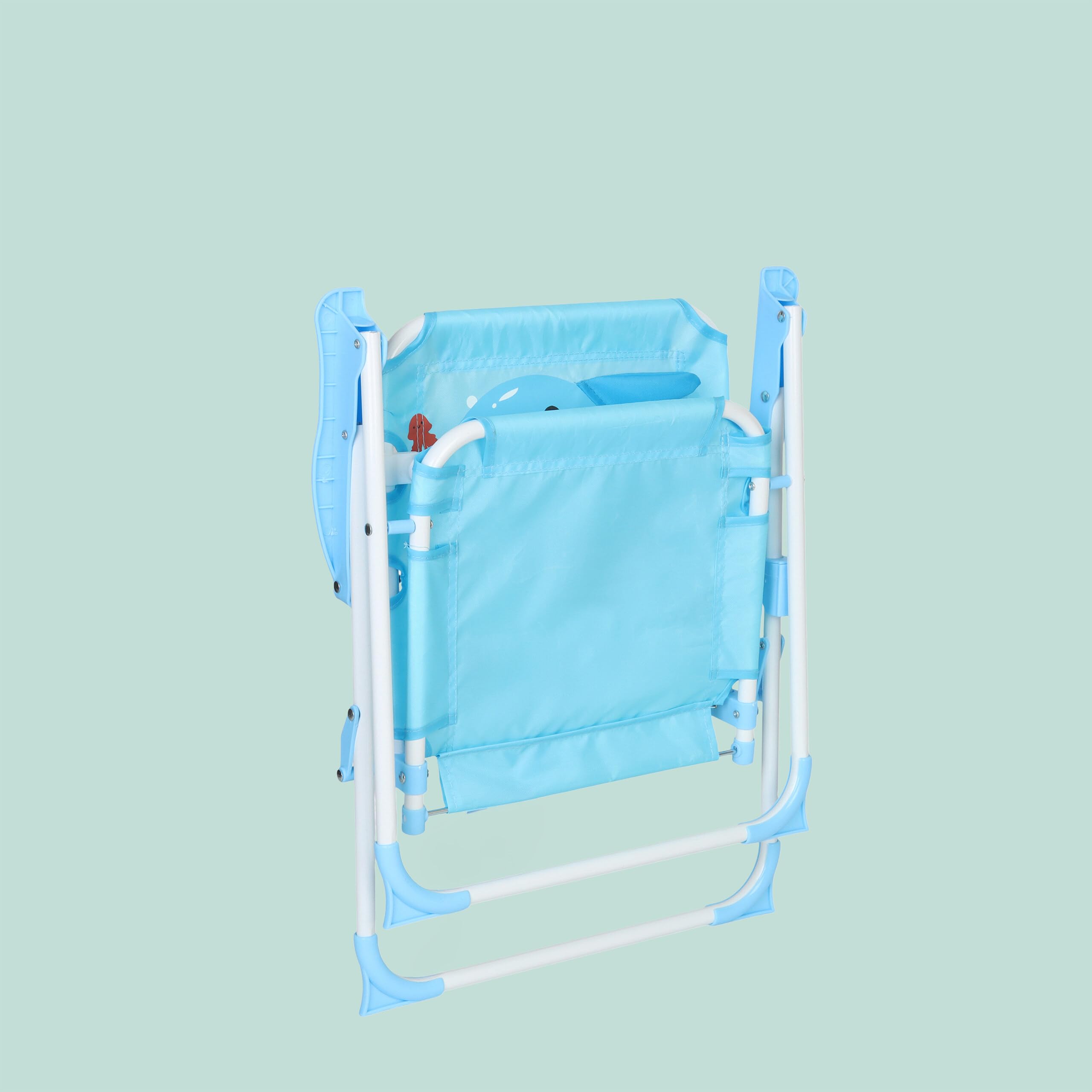 Relaxdays Silla Plegable Infantil con sombrilla, Motivo tiburón, 51,5x36x37,5 cm, Colorida para Exterior