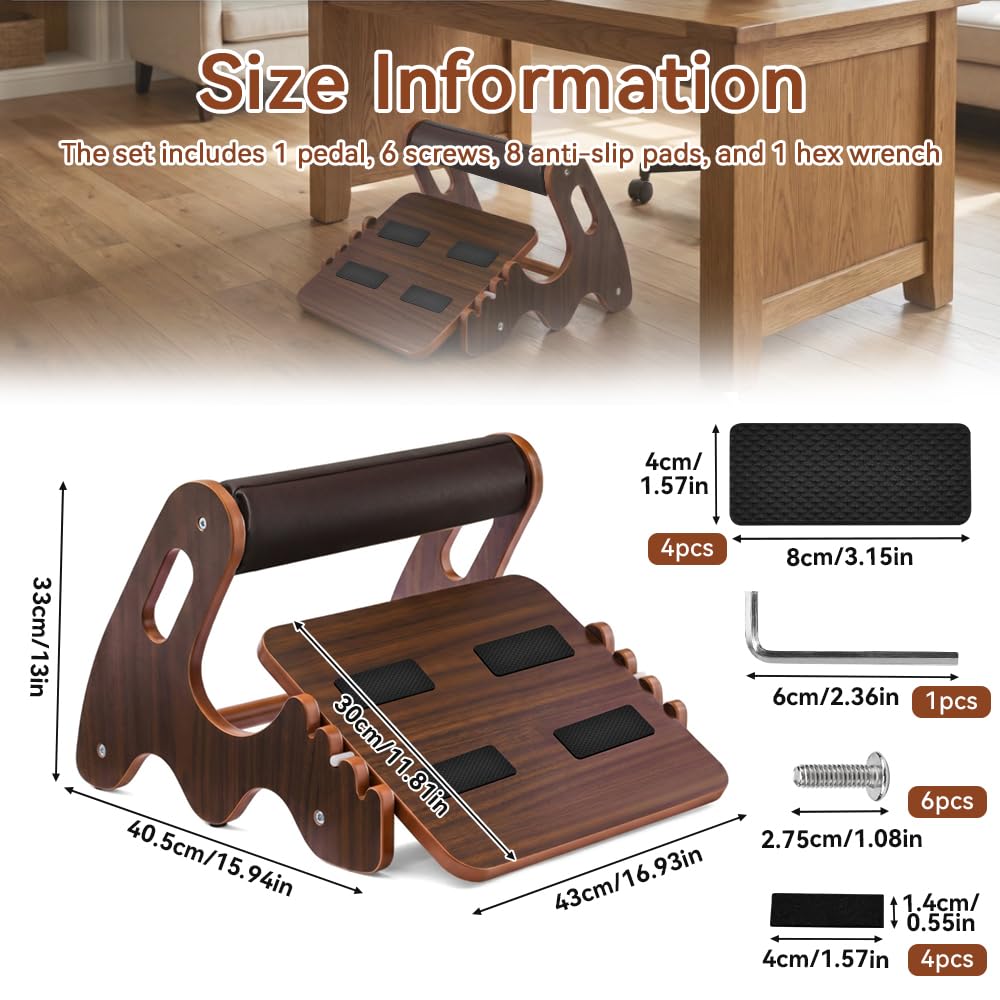 Poggiapiedi Sotto La Scrivania, Poggiapiede da Scrivania in Legno Sgabello Poggiapiedi Regolabile con 4 Opzioni di Altezza Antiscivolo Poggiapiedi Scrivania Ergonomica per Casa, Ufficio