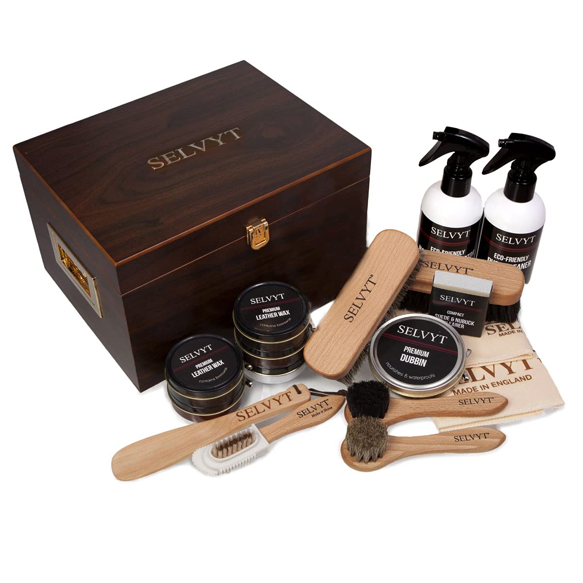 Selvyt Shoe Care Veneered Valet Gift Box One Size Walnut