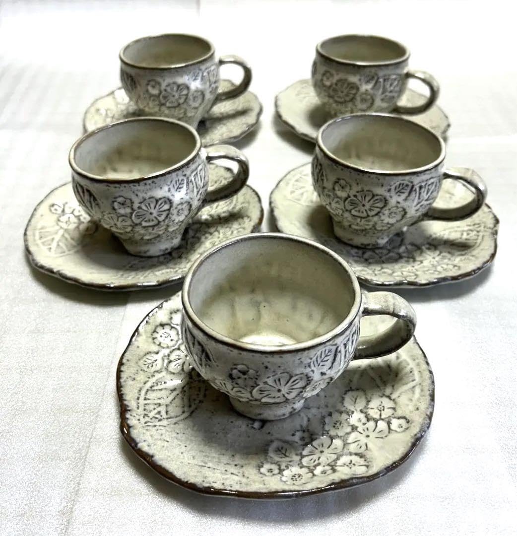 Amazon.co.jp: 丹波焼 雅峰窯 コーヒーカップ&ソーサー 5客セット 