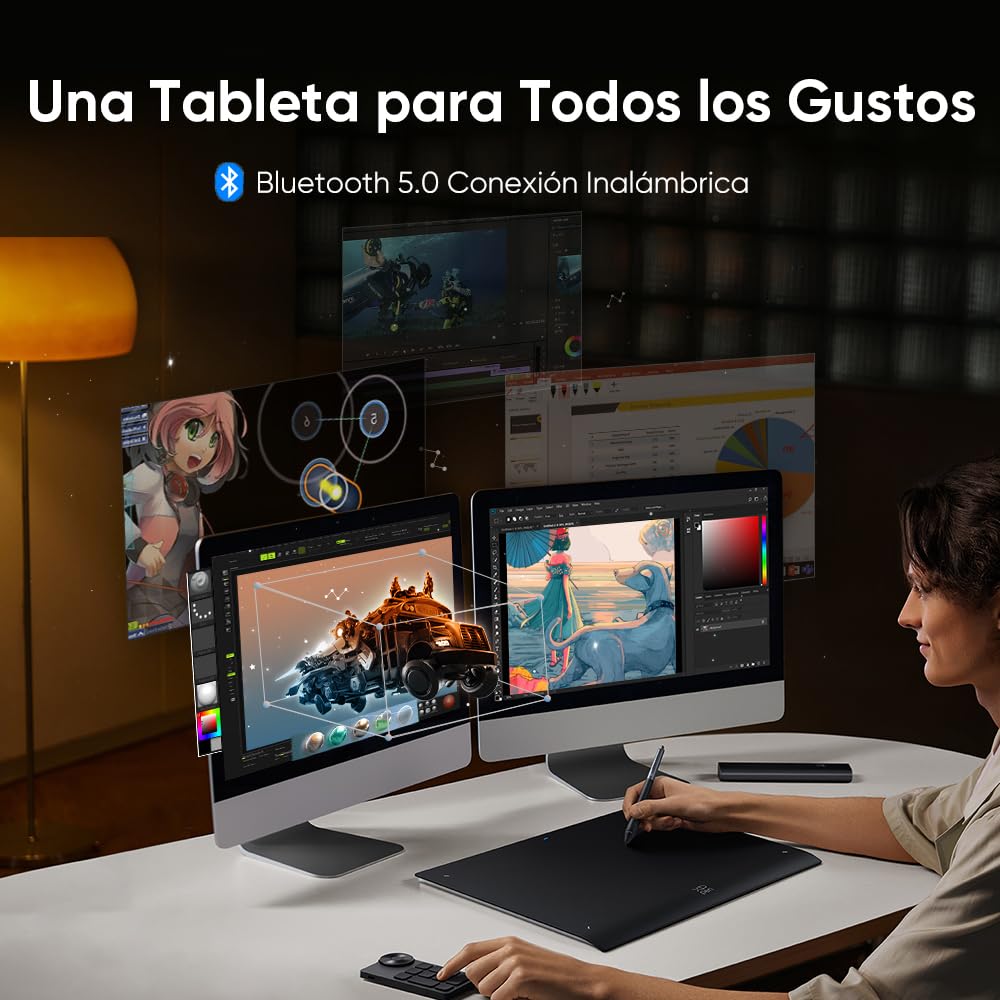 XP-Pen Deco Pro LW (Gen 2) Tablet Gráfica, Tableta Gráfica, Dibujo sin Pantalla Bluetooth 5.0, Lápiz de 16 K Niveles de Presión, Compatible con Windows Chrome OS macOS 10.10 Android 10.0 Linux