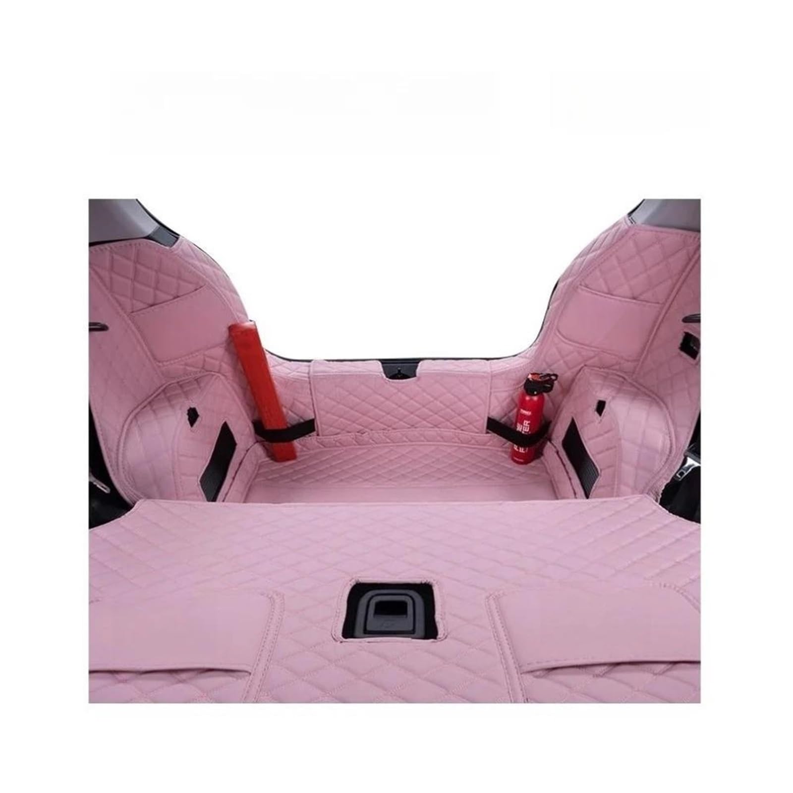 Auto Kofferraummatten Für Leapmotor T03 2024-2026 Kofferraummatte Kofferraumwanne Leder Boden Teppich Fach Schutz Zubehör Matten(Black red Full)