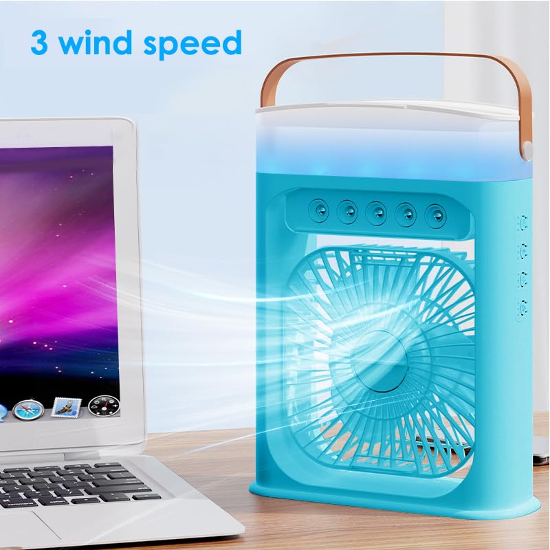 Condizionatore Portatile, Raffreddatore d'aria Silenzioso, Climatizzatore Portatile con Velocità Delle Ventole, Timer, Serbatoio Dell'acqua di Grande Capacità, per Casa, Ufficio (Acqua Scuro) - 2