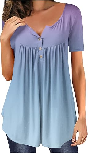 JEGULV Spring Tshirts for Women 2023, Women's Round Neck Cute Printed Blouse Short Sleeve Tunics Cozy Soft Loose Fit T-Shirt