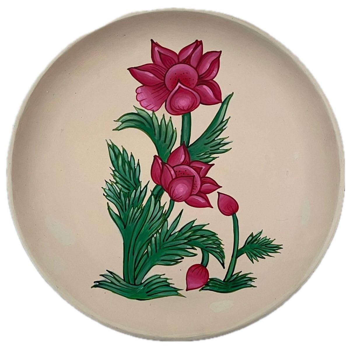 Tarang Arts Flower Handpainted Wall Hanging Wooden Plate - Mango Wooden Plate | Decorative Floral Wooden Wall Art for Home Decor, Living Room, Office Decor, Temples, Wall Hanging, Gifts (10x10x1 Inch)