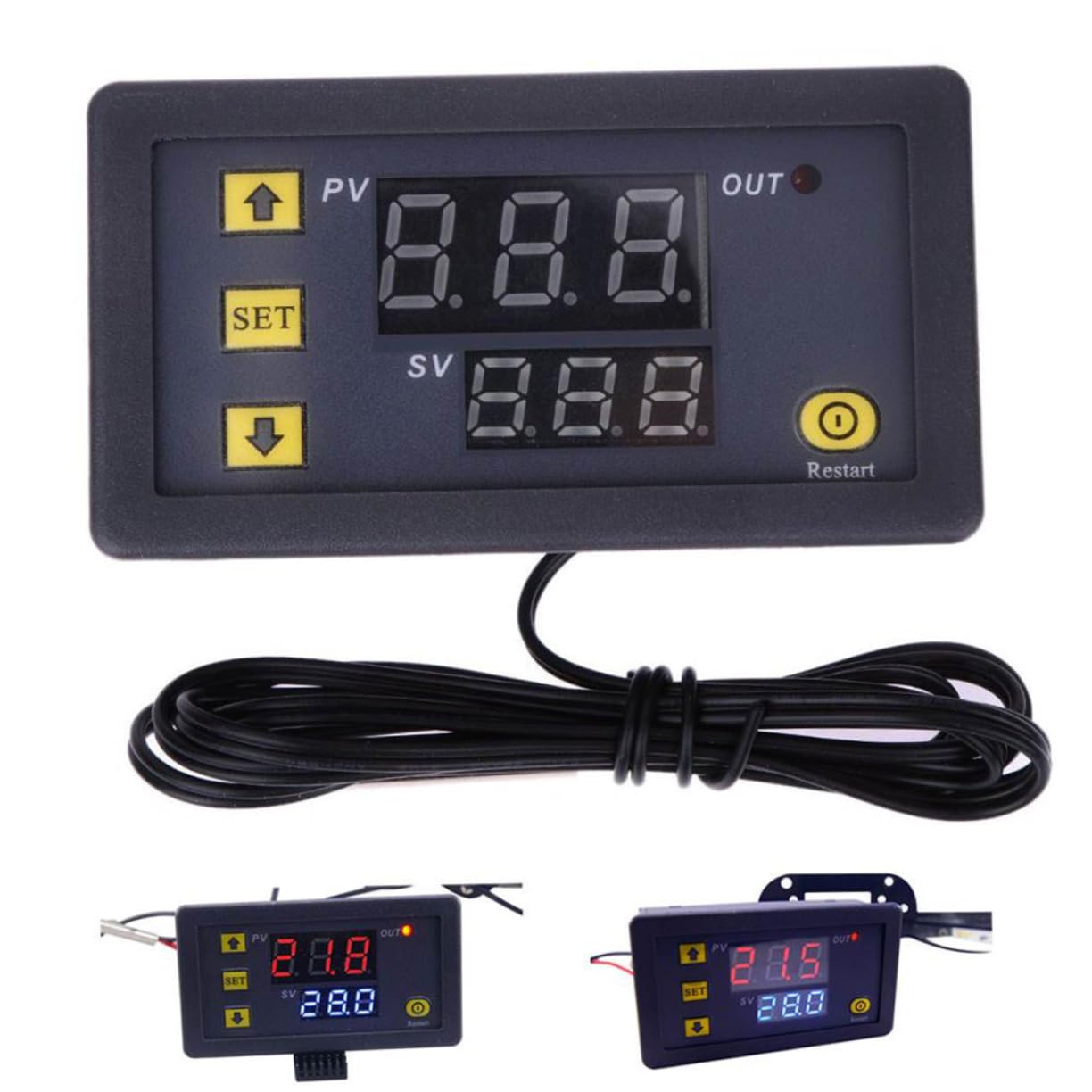 Healeved 2pezzi Regolatore Di Temperatura Digitale Con Display Lcd Per Casa e Ufficio Sensore Controllo Efficiente e Affidabile Relè Per Alta Potenza Nero