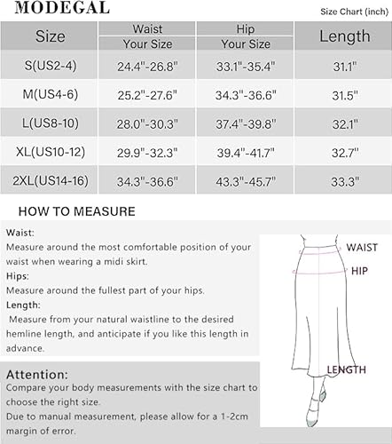 Modegal Women'S Satin High Waist Hidden Elasticized Waistband Flared Casual A Line Midi Skirt Black thumb #4