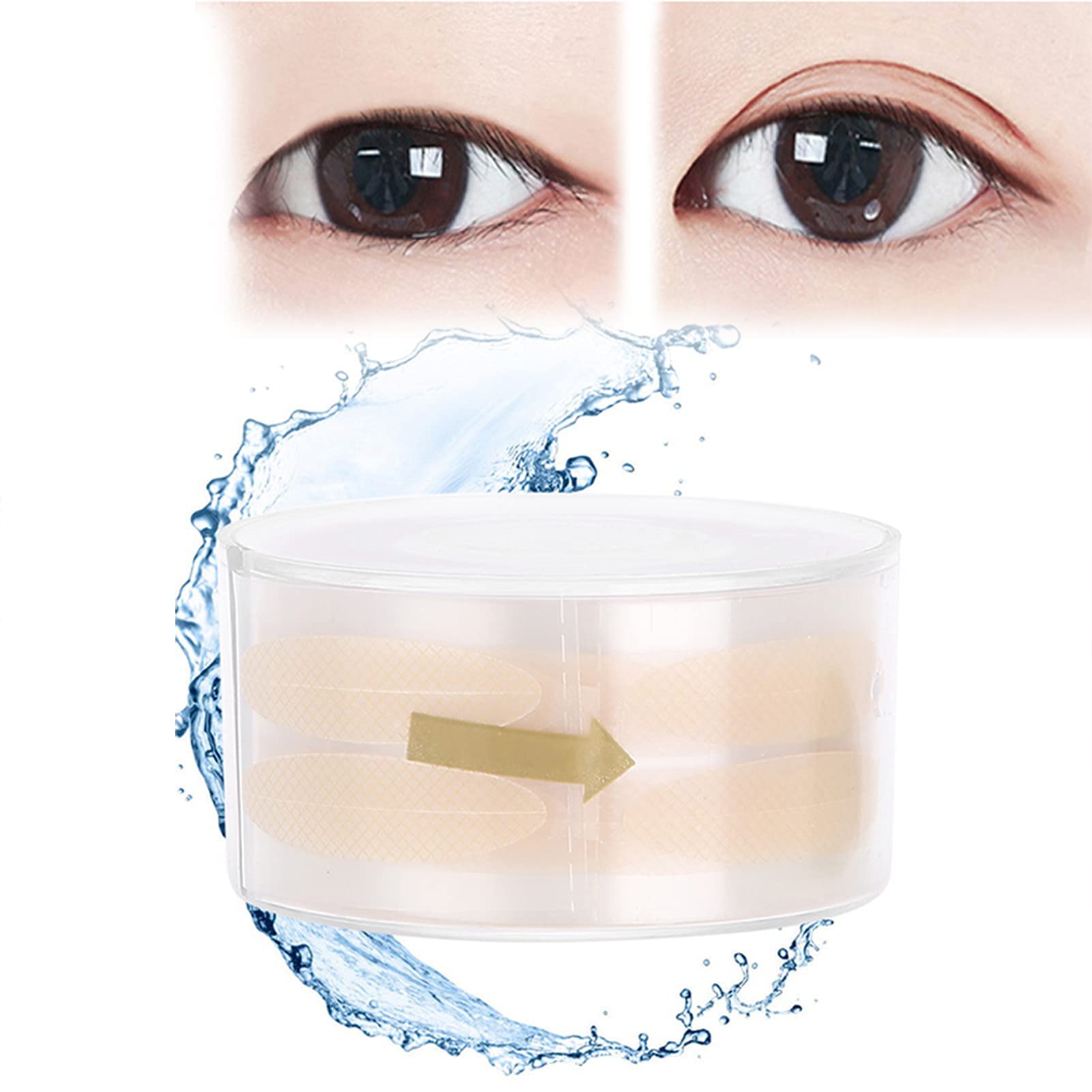 Lunette Adesive Occhi, 300Pezzi Adesivi per Occhi, Nastro a Doppia Palpebra con Custodia Protettiva, Crea Doppie Palpebre Profonde e Naturali (1 Unità (Confezione 1))