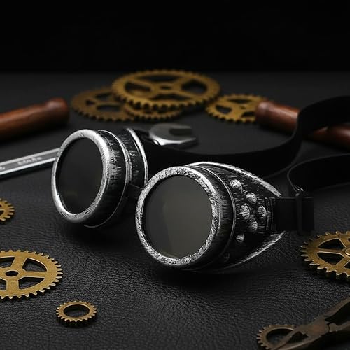 Miniatura 4 de WEICHUAN Gafas Vintage Steampunk Gafas de Científico Loco Gafas de Cosplay Punk para Adultos, Mujeres, Hombres Disfraz de Halloween