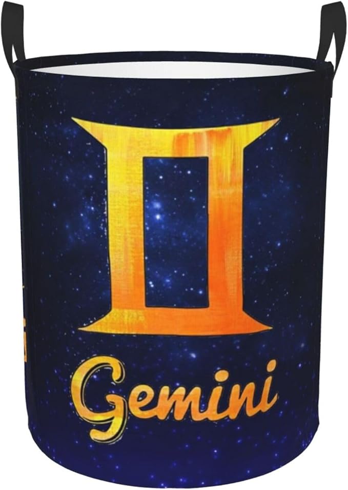 Gemini Zodiac Sign Laundry Basket Collapsible Organizer Basket Gift Baskets Bedroom Clothes Hamper