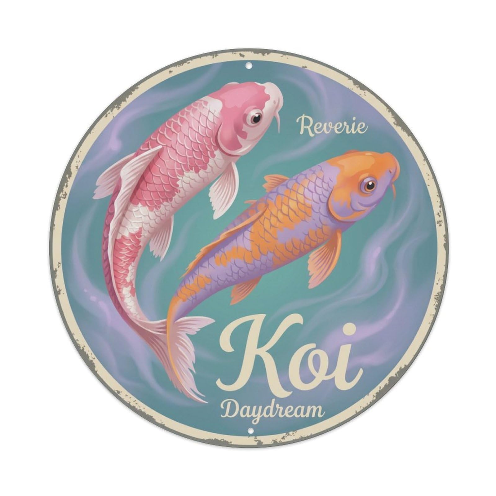 Metal Tin Sign Koi Fish Sacred Divine Holy Japanese Retro