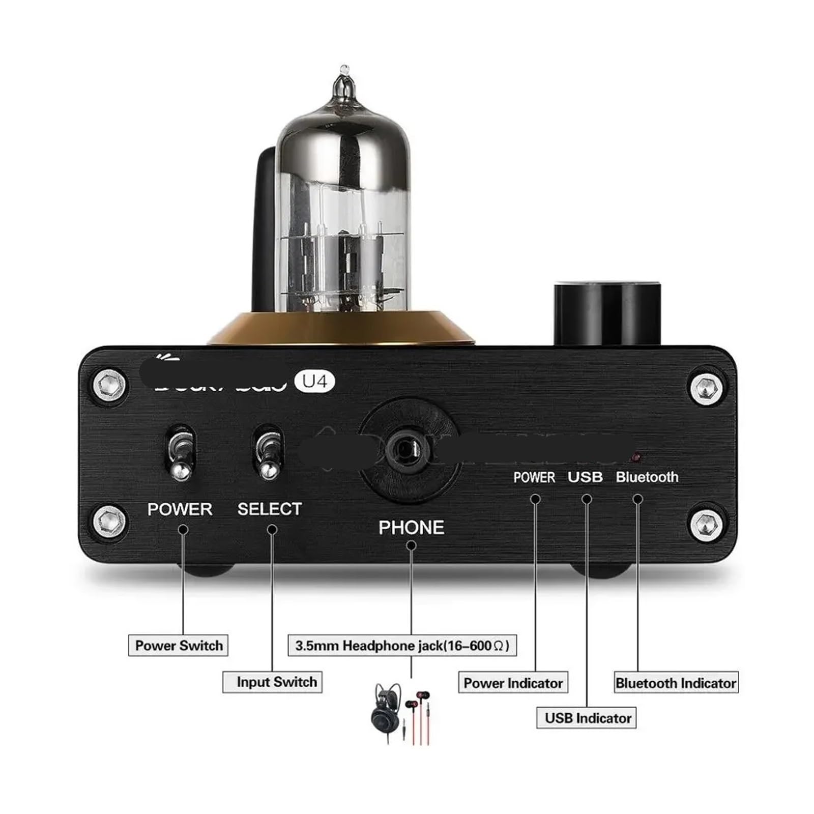 U4 Mini 5.0 Tube Headphone Amplifier U DAC Stereo Audio Preamplifier U Sound Card X-LL