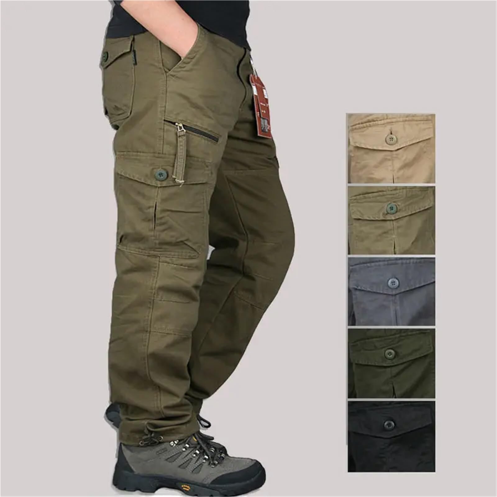 Mono De Trabajo Pantalones Cargo de algodón for Hombre, Pantalones Largos Informales con múltiples Bolsillos, Rectos, tácticos, for Primavera y otoño