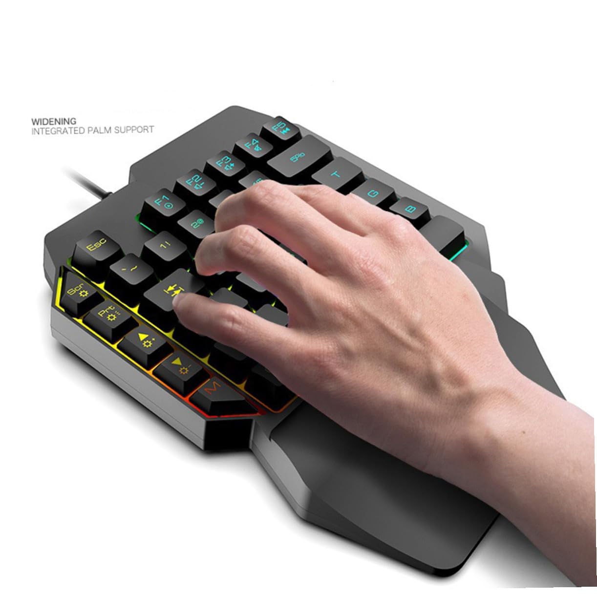 KOMBIUDA Set Tastiera e Mouse da Gaming Retroilluminati con Tastiera Piccola una Mano in Abs Nero, Facile da Installare per Home Entertainment e Dorm