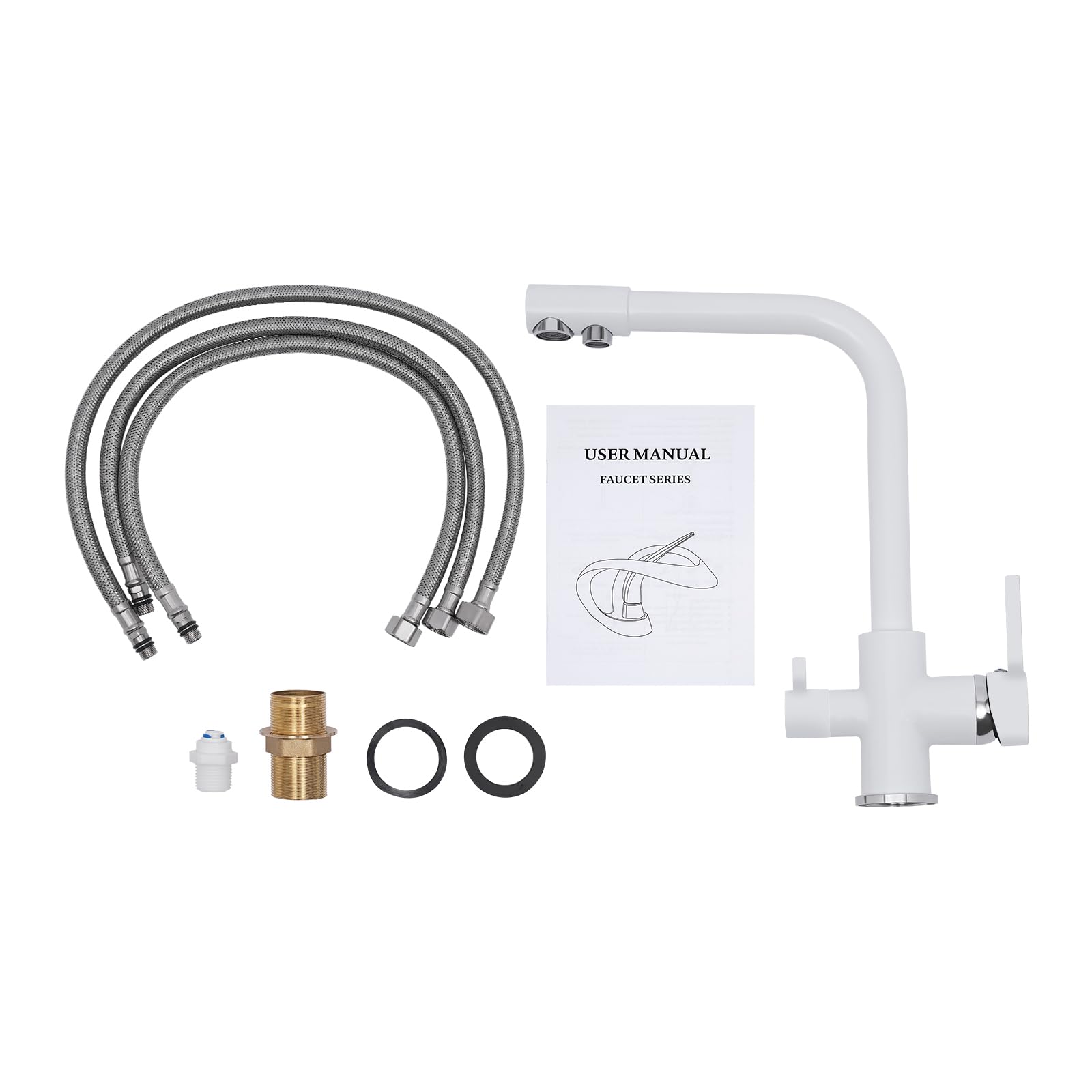 3 Wege Küchenarmatur 360° Drehbar Küchenarmatur Adjustable Temperature Weiß Mischbatterie Trinkwasserhahn Küche Wasserhahn Chrom Küchenarmatur Wasserhahn Wasserfilter Spüle Mischbatterie