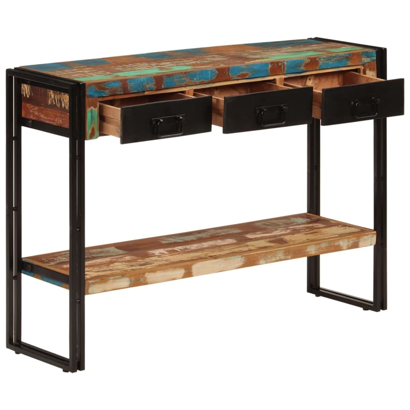 Homgoday Mesa Consola Madera Maciza reciclada 110x30x76 cm Mesas auxiliares de salón,Mesa Consola Recibidor Mueble de Entrada Estrecha Clásica