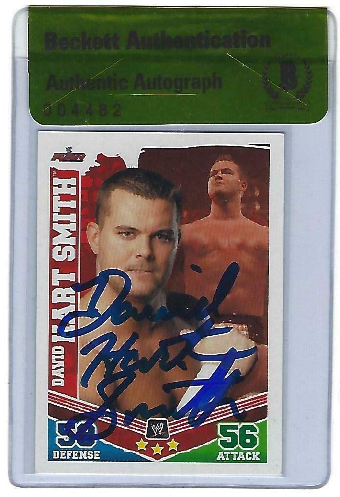 David Hart Smith Signed 2010 Topps WWE Slam Attax Mayhem Card BAS COA Davey Boy - Autographed Wrestling Cards