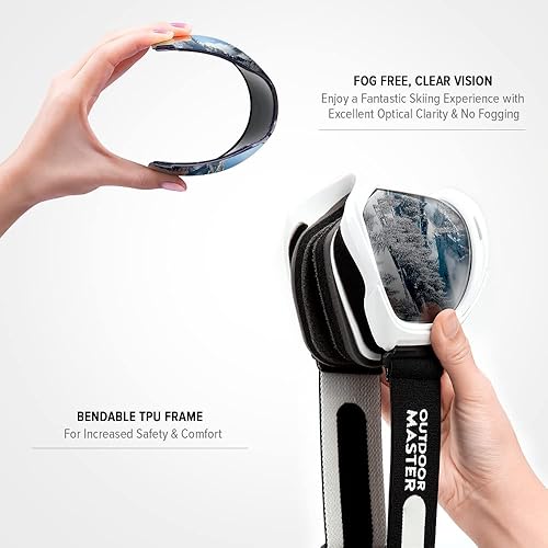 Miniatura 112 de OutdoorMaster - Gafas de esquí/snowboard para hombres, mujeres y jóvenes, 100% protección contra rayos ultravioleta, para usar sobre los anteojos