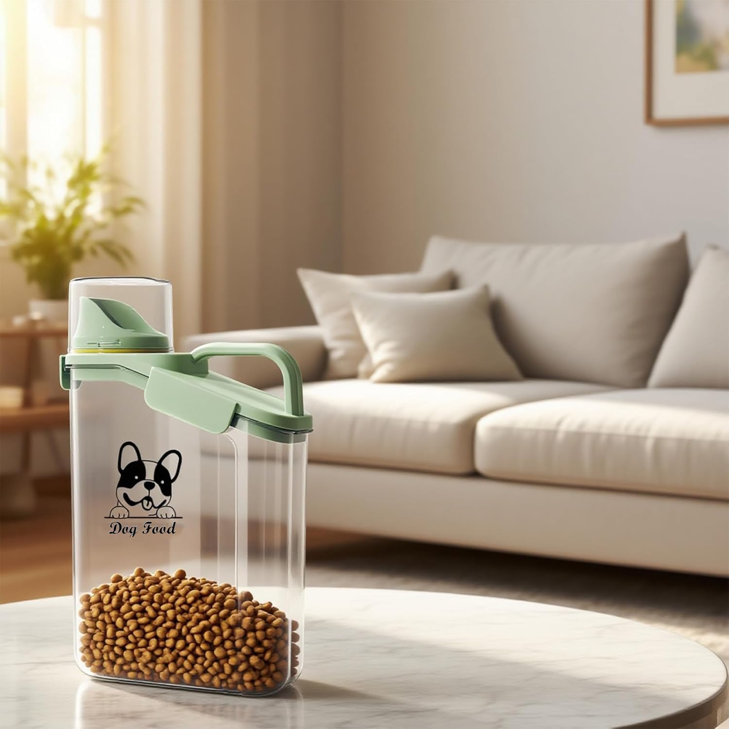 Hundefutter Aufbewahrung 2.8L Tierfutterbehälter Luftdichte Hundefutter Vorratsbehälter Wasserdichter Trockenfutter Aufbewahrung Futteraufbewahrung Für Hunde Bpa-Freier Kunststoff, Transparent,Grün