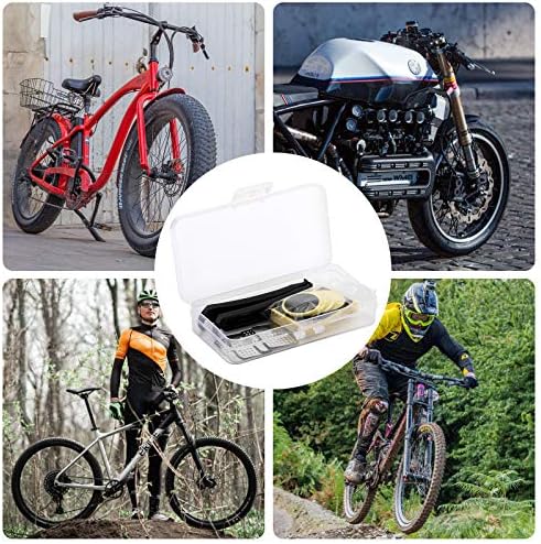 SAVITA 30Pcs Bike Tire Patch Repair Kit, Bicycle Motorcycle Tire Glueless Self-Adhesive Patches with Metal Rasps, Portable Storage Box for Road Mountain and Commuter Bikes