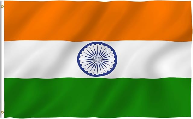 Anley Fly Breeze 3x5 Foot (90 X 150cm) India Flag - Vivid Color and UV Fade Resistant - Canvas Header and Double Stitched - Indian National Flags Polyester with Brass Grommets