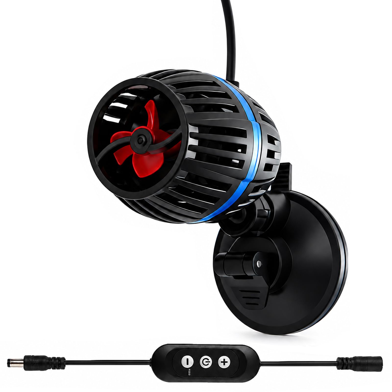 Aquarium Wave Maker Pump 10W, 360° Rotating Aquarium Circulation Pump with Controller, 4-Speed Adjustable Flow Quiet Fish Tank Wave Maker with Strong Suction Cup for 150-400L Tank