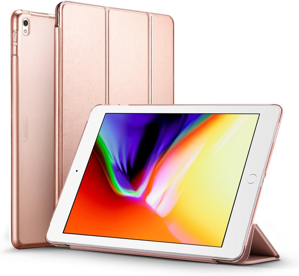 ESR Yippee Trifold Smart Case for iPad Pro 12.9 2017, Lightweight Trifold Stand Case with Auto Sleep/Wake Function, Microfiber Lining, Hard Back Cover for iPad Pro 12.9" 2017 (Rose Gold)