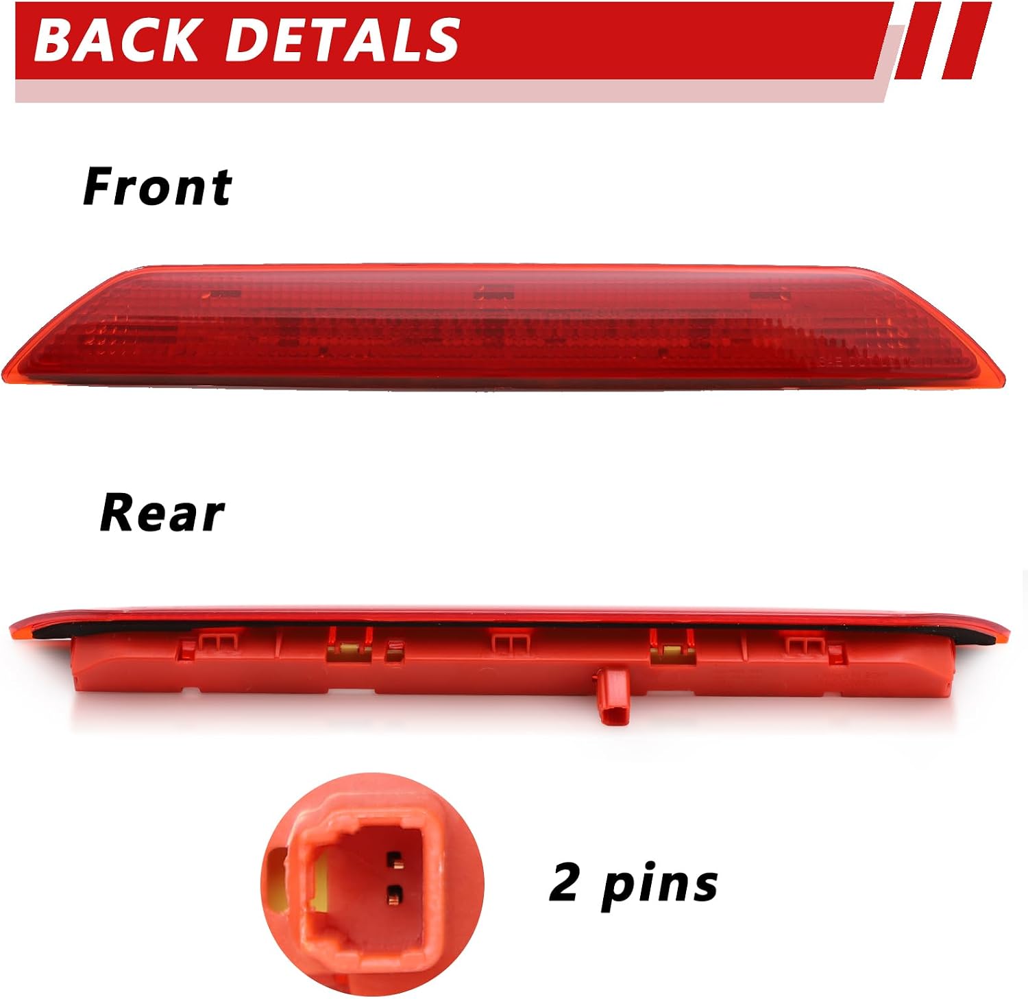Third Brake Tail Light Rear Center High Mount Stop Light Compatible with 2014-2023 Ford Transit 150 250 350 350HD 3rd Brake Lamp Led