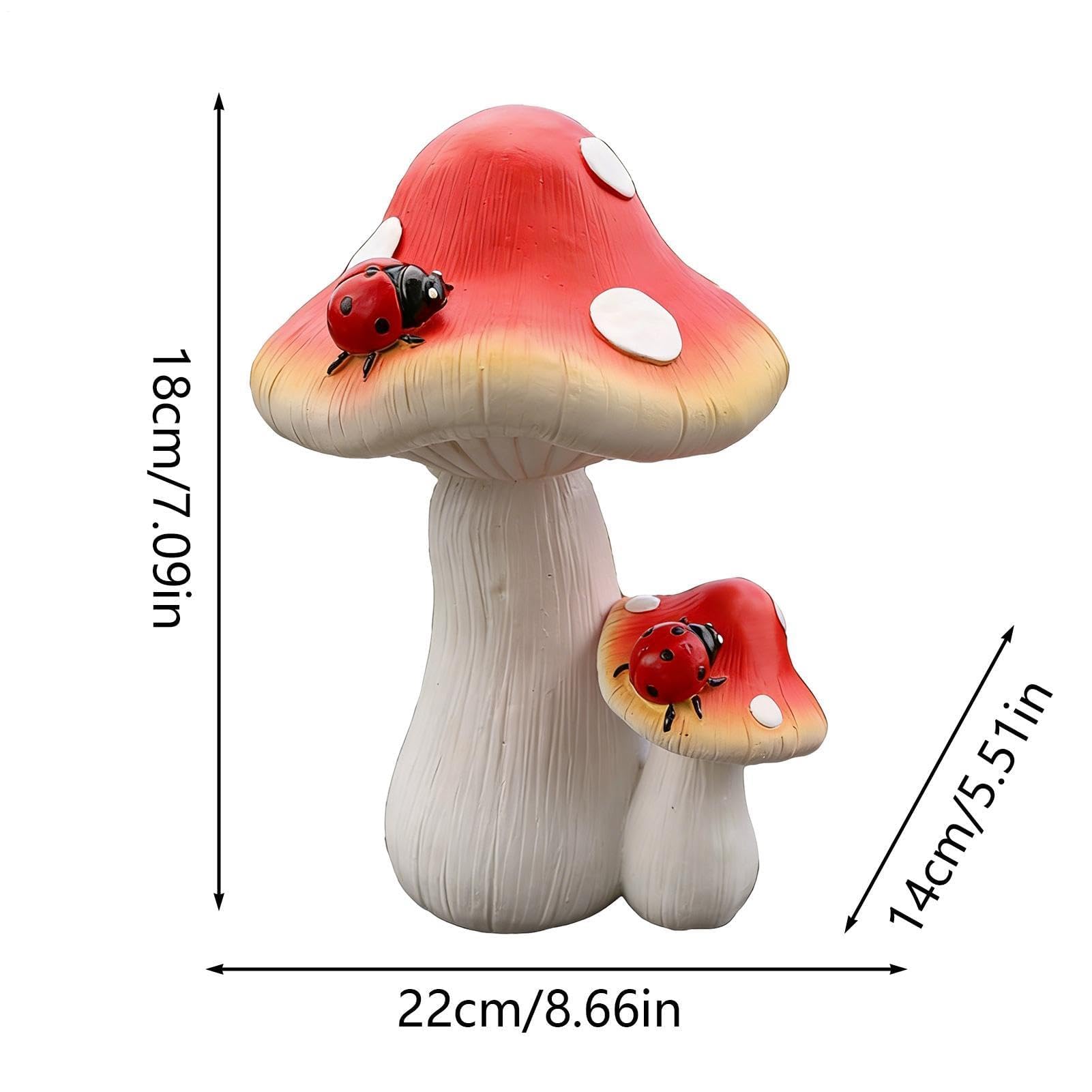 Posąg grzybowy do ogrodu, dekoracje podwórka, ozdoby na patio, dla ogrodników, właścicieli domów, patio, ścieżka, weranda, chodnik, podjazd, balkon, podwórko, trawnik, park