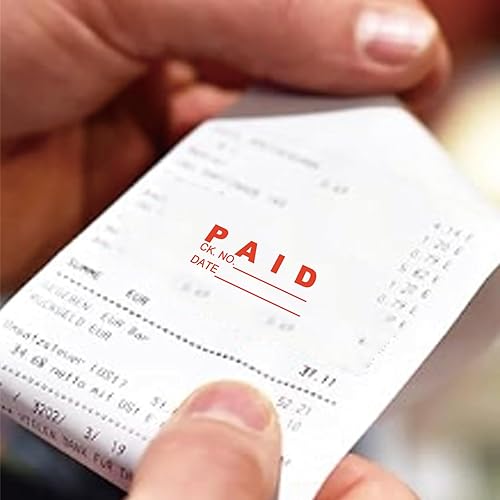 Miniatura 6 de Bertiveny Sello de pago con fecha, sellos de oficina autoentintados personalizados para suministros comerciales, sellos comerciales de goma