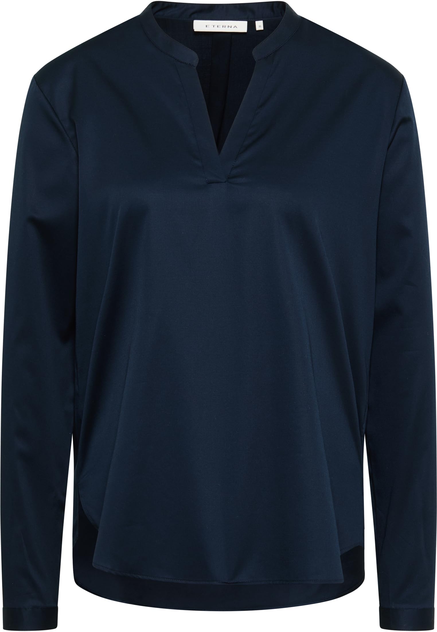 ETERNA Female Satin Shirt Bluse unifarben Loose FIT 50_D_1/1, 1/1, dunkelblau