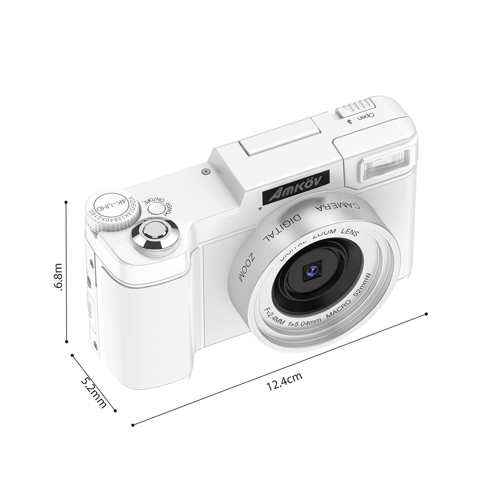 Andoer Cámara Digital Compacta, 48MP 4K Cámara Fotos con Pantalla giratoria TFT de 3,0 Pulgadas, cámara de Fotos con Zoom Digital de 16, Tarjeta 32GB para Niños, Principiantes, Adulto