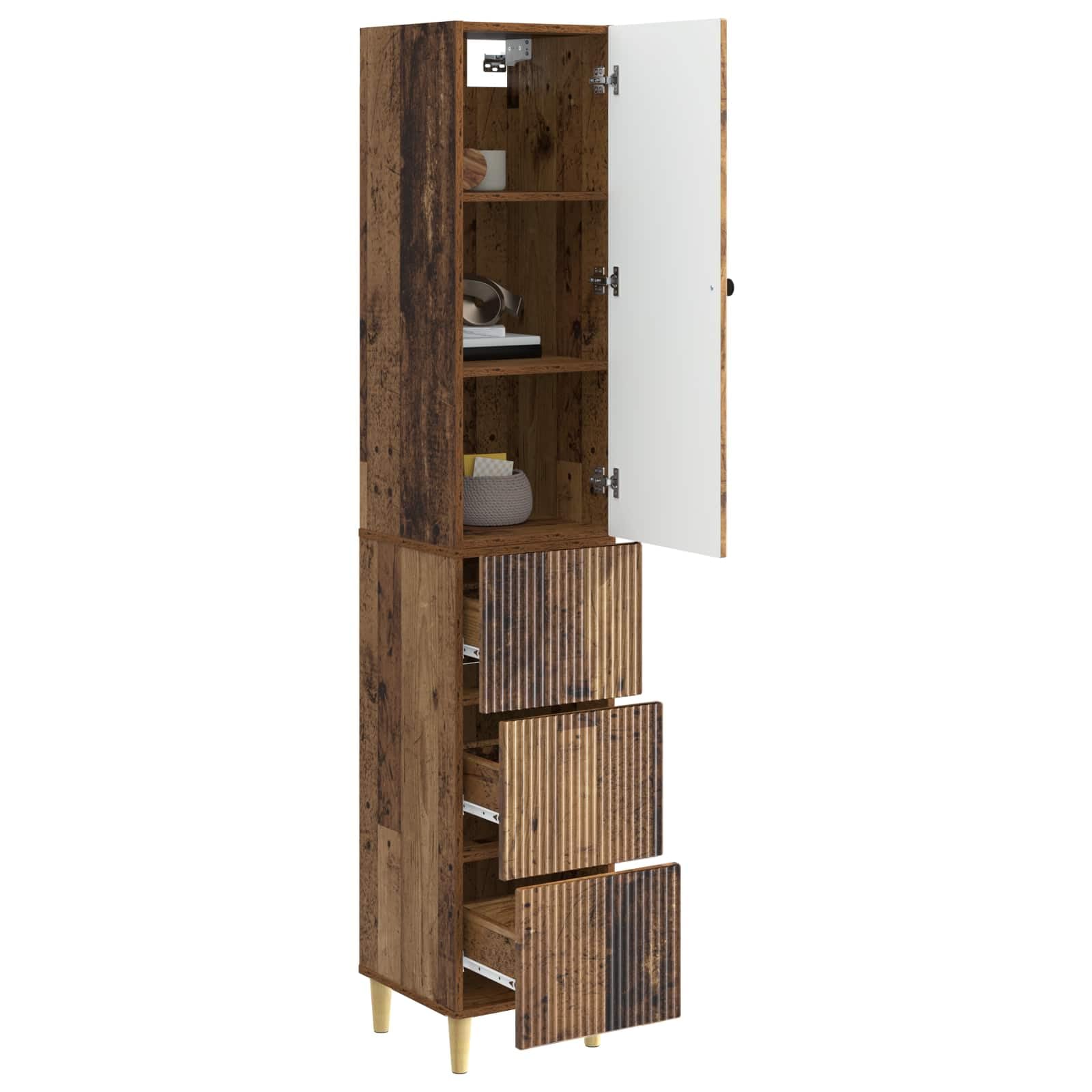 2-częściowy zestaw szaf 33 x 34,5 x 90 cm, materiał drewnopochodny do salonu, ogrodu lub na balkon, z dużą ilością miejsca do przechowywania, montaż ścienny, nowoczesne wzornictwo, odporna na
