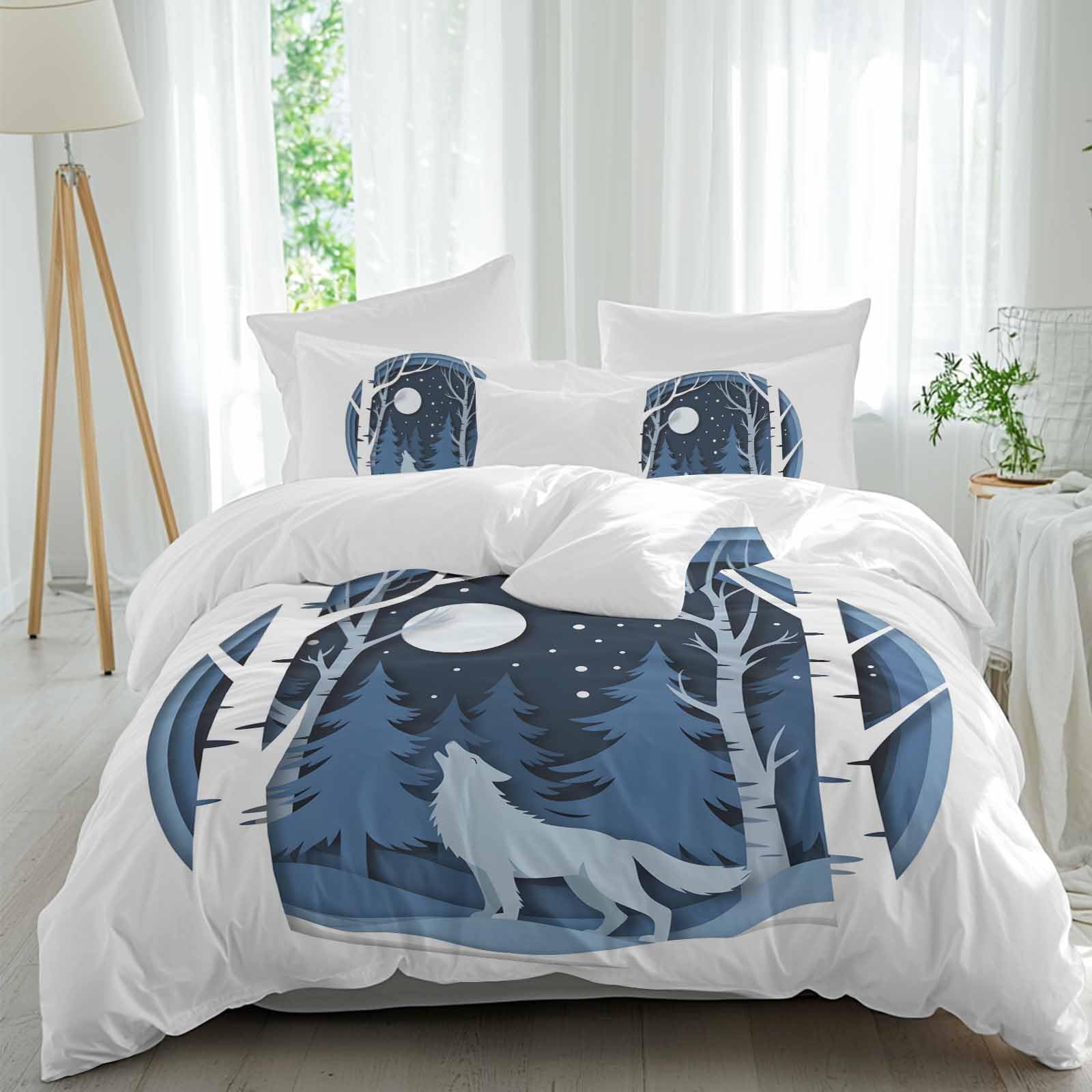 Christmas Bed Duvet Cover Cal King Size Washed Patterned Textured Duvet Cover Sets with Zipper Tiers Microfiber Soft