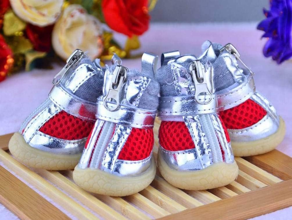 AMURAO Malla Transpirable Calzado para Mascotas Cremallera Zapatos para Caminar para Perros Zapatillas Antideslizantes Botines para Cachorros