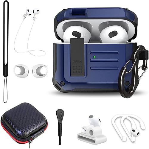 Funda para Airpods de 3 generación con bloqueo 9 en 1 Juego de accesorios de silicona para Airpods 3 2021 funda protectora de TPU de cuerpo completo
