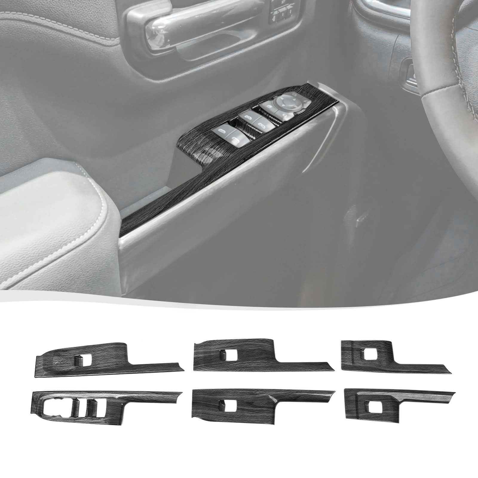 Photo 1 of Voodonala for Chevy Silverado 2019+ Car Door Window Control Panel Trim Cover Compatible with Silverado 2019-2021 GMC Sierra 2019-2022(3Pcs,Black Wood,Crew Cab with Double Cab) Black Wood Crew Cab/Double Cab