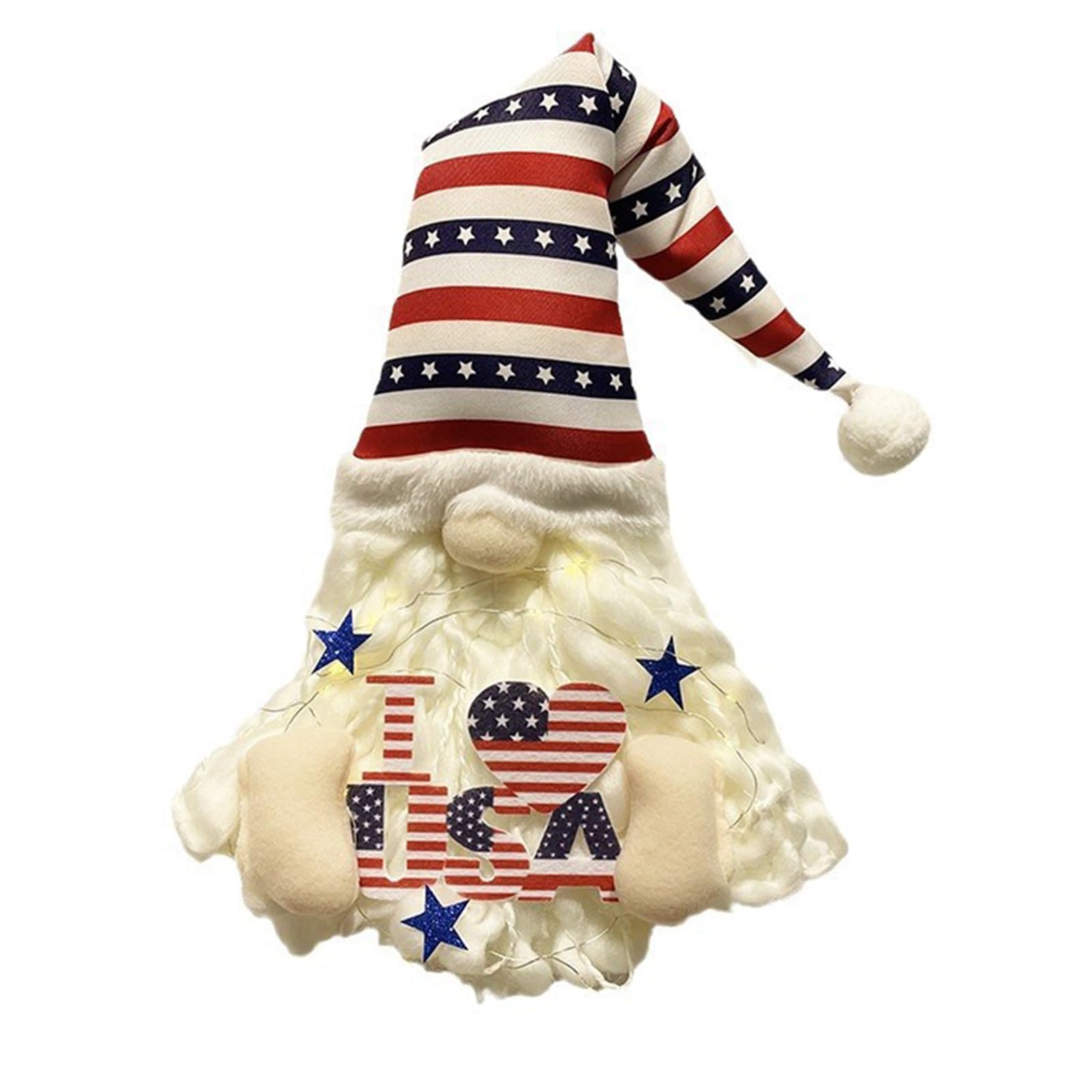 Kalttoy Independence Day Faceless Dwarfs Doll with Led Light 60x30cm Lightweights and Easy to Carry