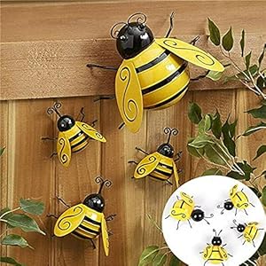 Metal Bumble Bee Yard Art Sculpture Decorations, Garden Accents Yard Fence 3D Iron Art Sculpture Ornaments Lawn Bar Bedroom Living Room Coffee Shop Wall Hanging Art Decoration 4PCS Metal Bumble Bee Yard Art Sculpture Decorations Garden Accents Yard Fence 3D Iron Art Sculpture Ornaments Lawn Bar Bedroom Living Room Coffee Shop Wall Hanging Art Decoration 4PCS