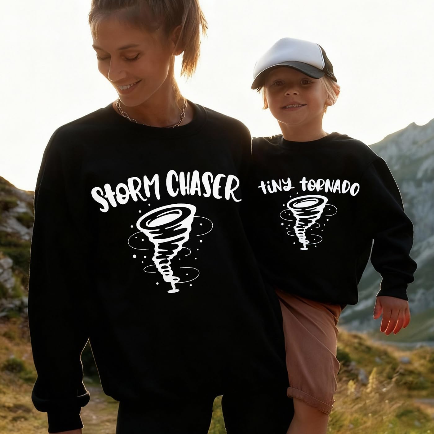 LOTUCY Storm Chaser Mom Toddler Matching Sweatshirt Mommy And Me Matching Outfits Mother Son Daughter Long Sleeve Tops