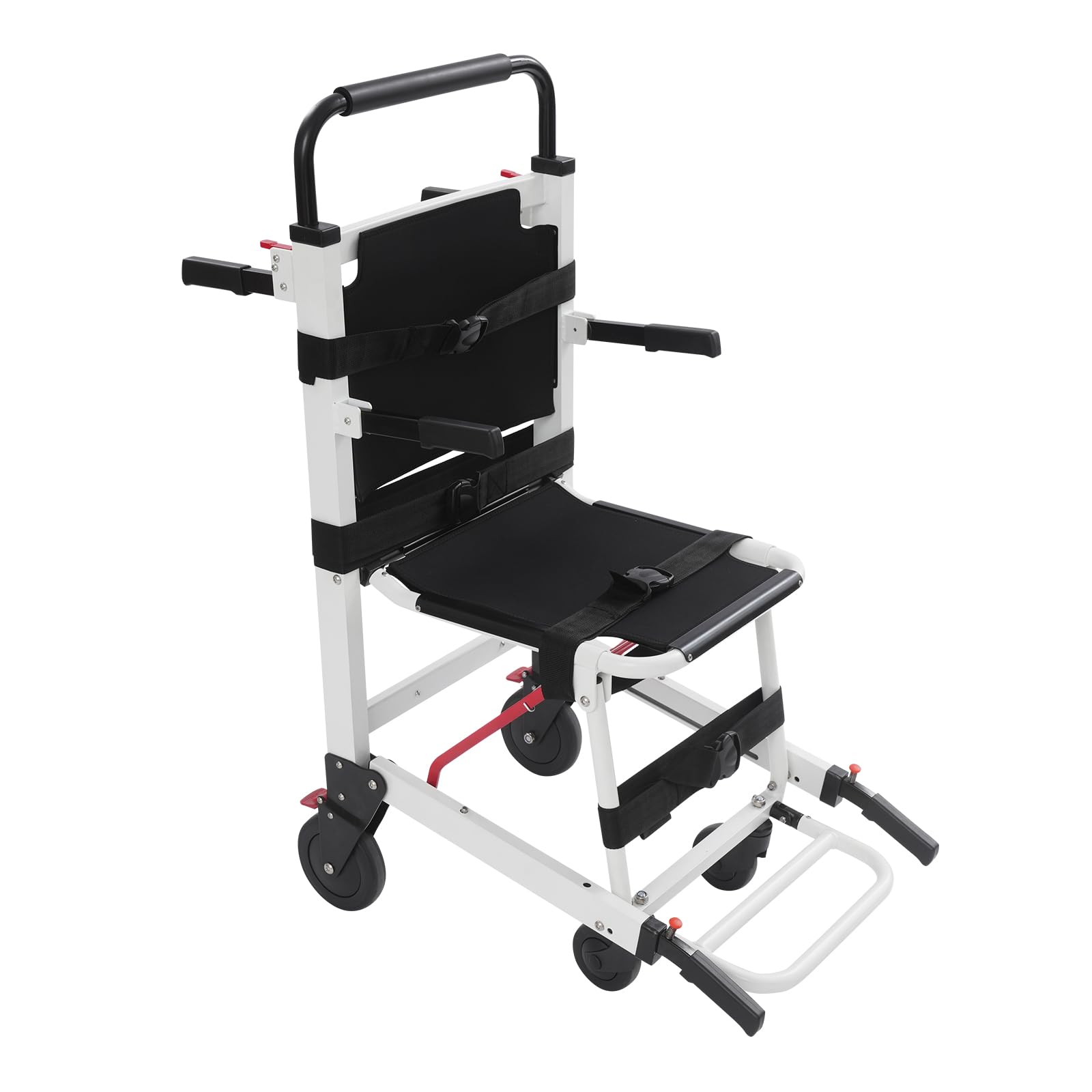 Silla de ruedas 2 en 1, capacidad de carga de 180 kg, ergonómica, con 4 correas para personas con movilidad reducida (blanco, negro)