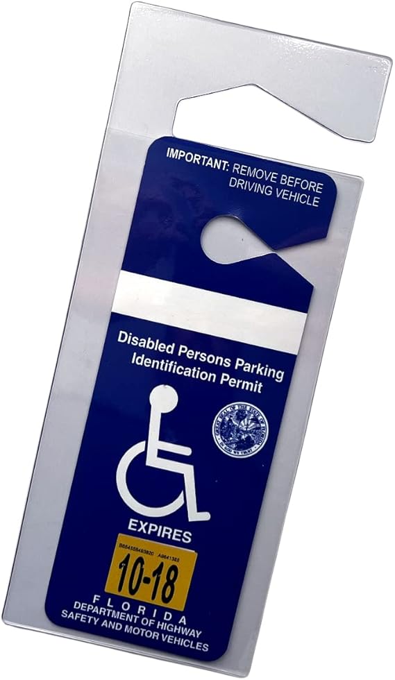 Clear Handicap Parking Placard Protective Holder Rear