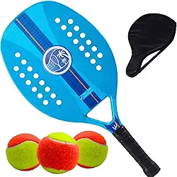 Kit Raquete Para Beach Tennis Profissional em Fibra Carbono Com Capa Protetora e 3 Bolinhas de Beach Tennis Para Iniciantes e Profissionais