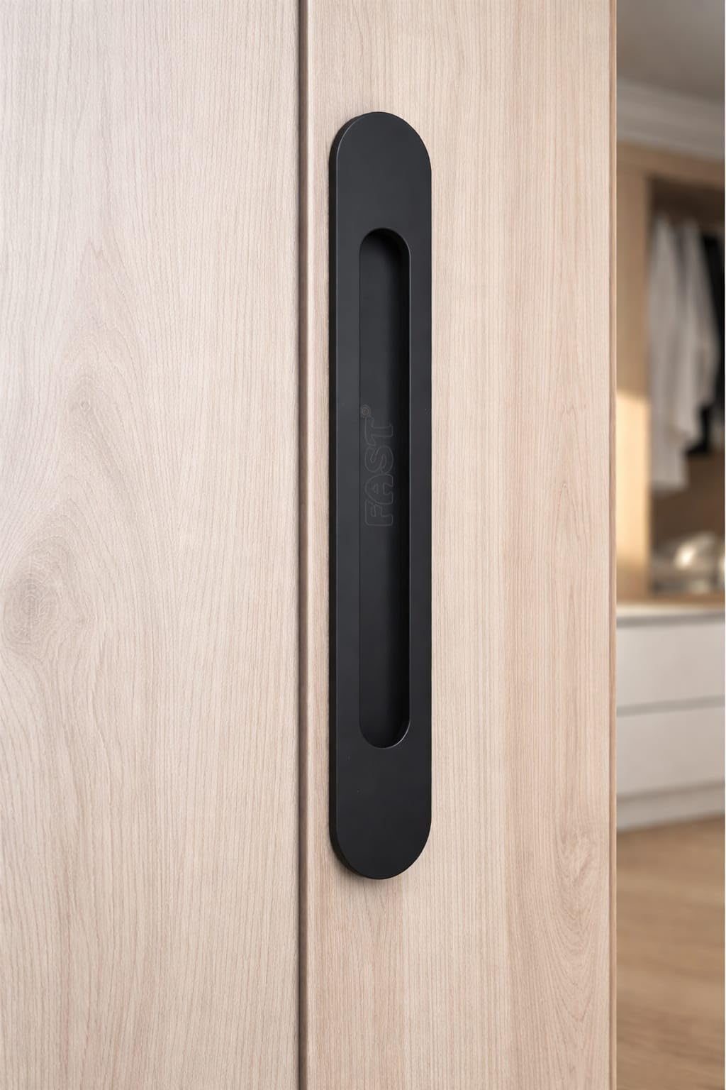 FAST CSH03 Stainless Steel Black Architechral Cabinet Concealed Sliding Door Handle for Wardrobe & Cupboard Doors. (8 INCH) — Amazon image 6