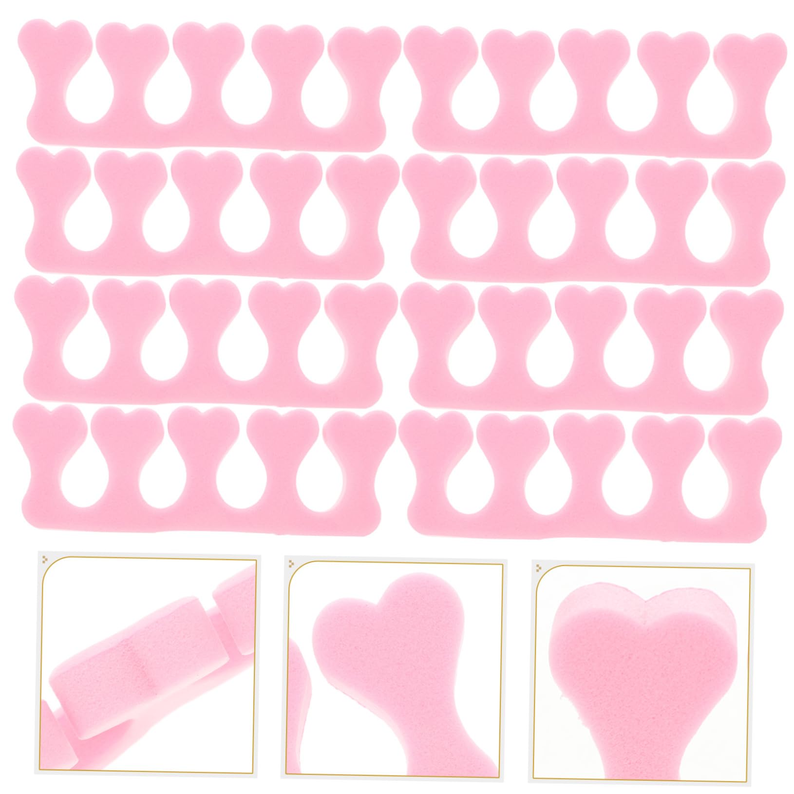 FRCOLOR Finger Toe Separators 40pcs Pink Eva Foam Set for Nail Art Pedicure Easy Use