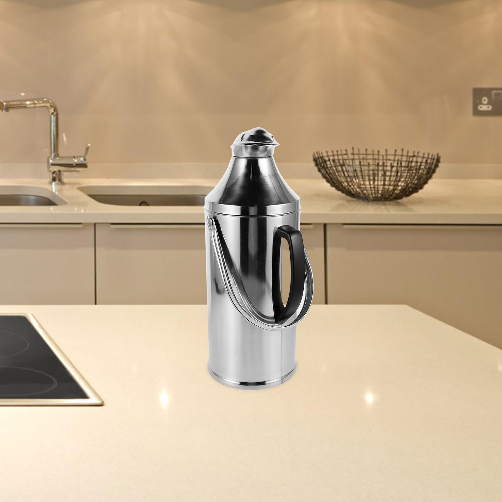 INOOMP Bouteille D'eau Isotherme avec Poignée 3.2l en Acier Inoxydable Grosse Capacité et Isolation Thermique Maison Voyages