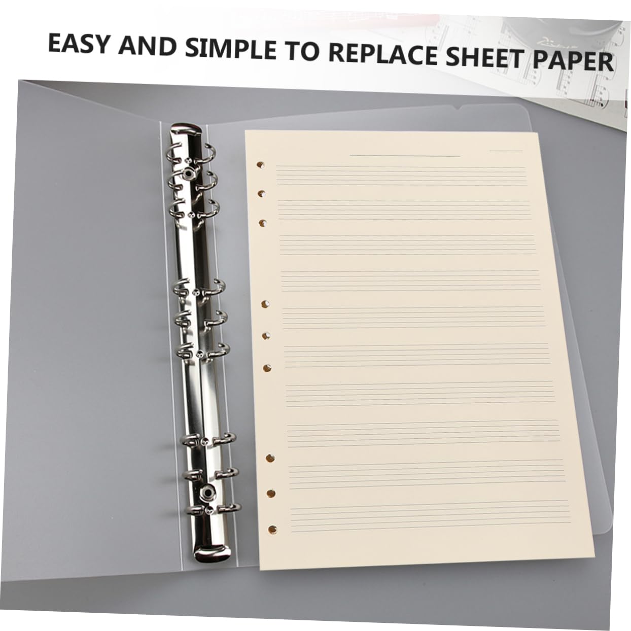 NUOBESTY 100hojas Papel De Música Sueltas De Páginas Recambio Práctico Para Cuadernos De Composición Para Estudiantes Y Músicos
