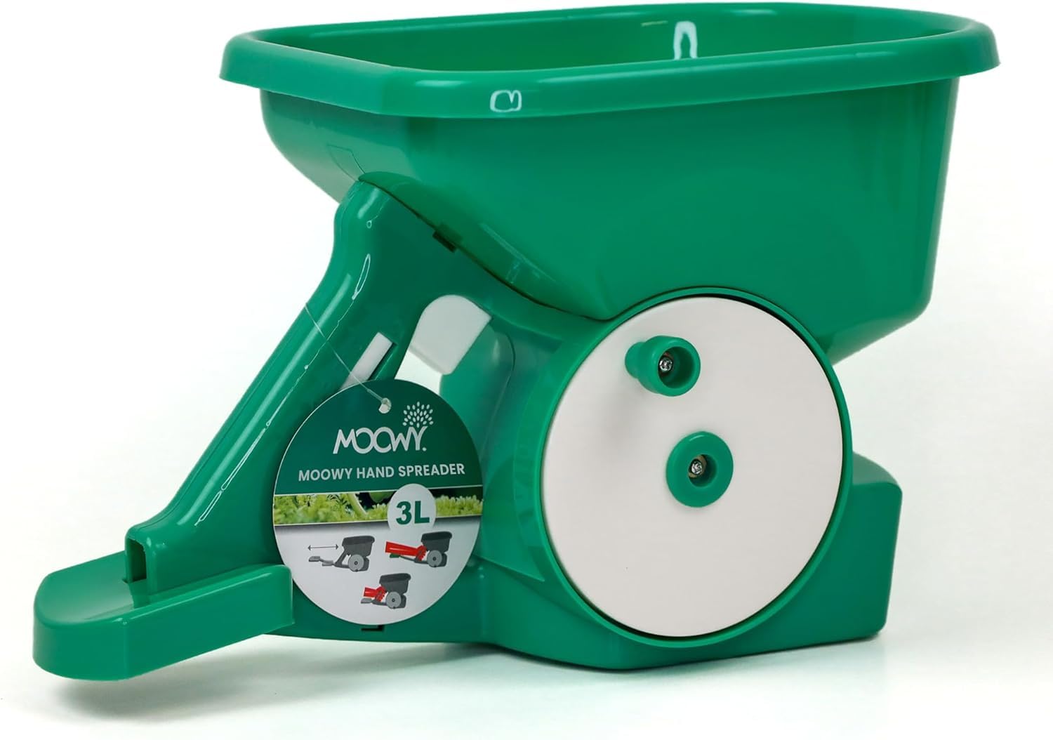 Épandeur à main 3 Litres - Épandeur de graines de gazon et d'engrais pour pelouse, efficace et précis - Poignée ergonomique - Conçu pour une distribution facile des graines de gazon et de l'engrais