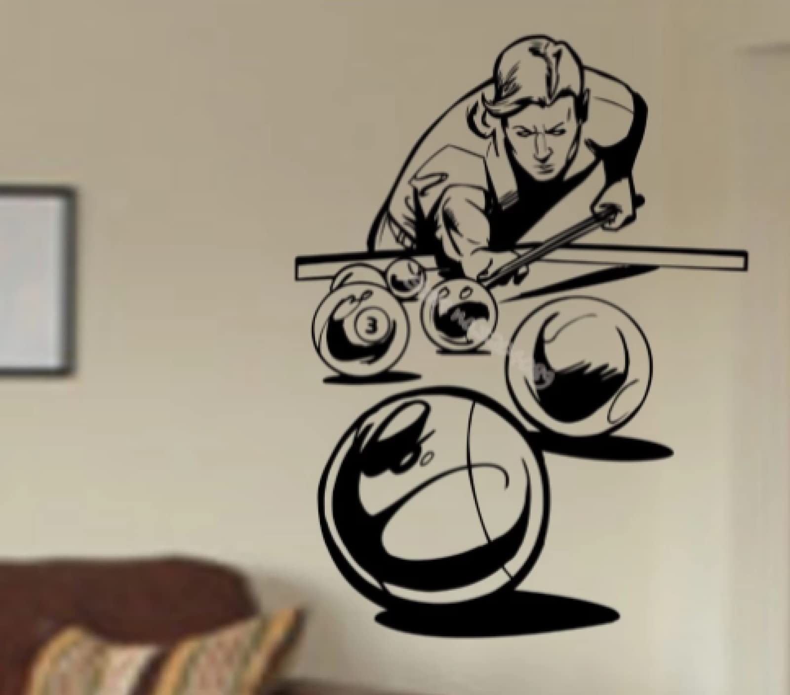 Pool Player Shooting Ball Wall Stickers Home Decor Snooker Sports Game Club Billiards Studio Wall Decal Bedroom wallpaper56x75cm
